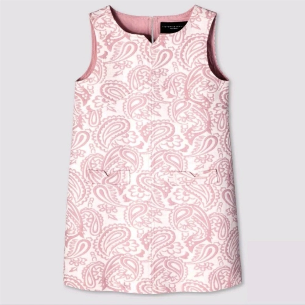 Victoria Beckham Blush Floral Jacquard Shift Dress size XS NEW